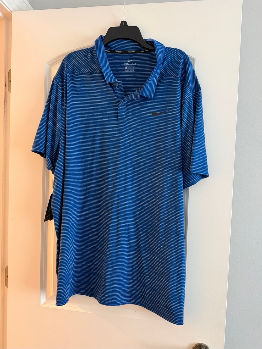 Nike Blue Striped Dri-FIT Polo Shirt